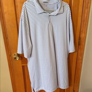 Peter Millar Navy and White Striped Polo